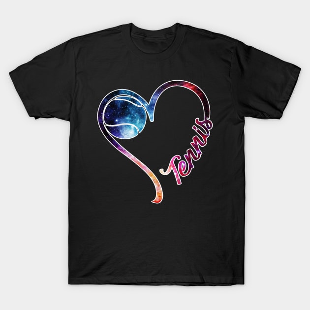 Galaxy Tennis heart T-Shirt by PatrickRobbin